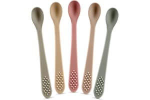 SPERRIC First Stage Silicone Baby Spoon - Self Feeding Utensils - Infant Feeding Spoon - Soft & Gentle on Gums - BPA Free Silicone Spoons Set (Pastel4)