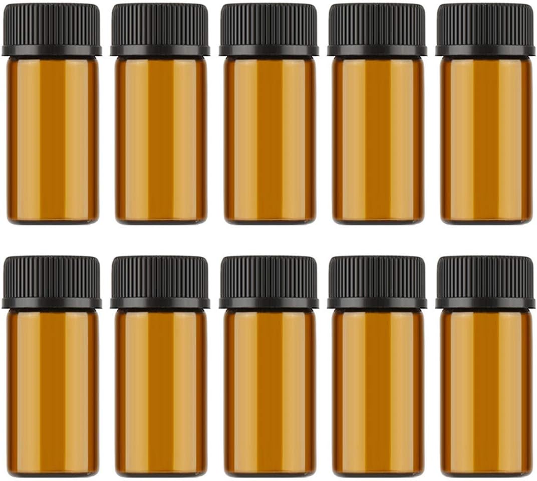 10Pcs/Lot 1Ml/2Ml/3Ml Mini Amber Glass Essential Oil Reagents Refillable Sample Bottle Brown Glass Vials With Cap 10pcs 3ml