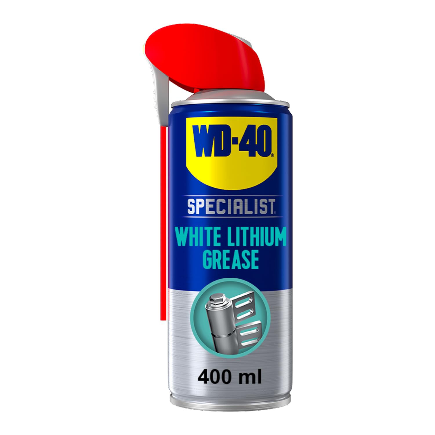WD-40 Specialist White Lithium Grease Spray, 400ml, Long Lasting Spray Grease for Metal to Metal, Bearings, Hinges and Gears, Corrosion and Rust Protection