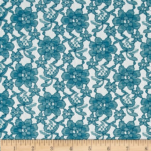 Ben Textiles Inc. Raschelle Lace Teal Fabric By The Yard