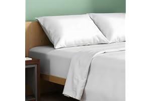 TEXAS LINEN CO. 100% Organic Cotton Percale Sheets Full Size - White, 4 Piece Set, Soft & Crisp, Cooling, 16" Deep Pocket Hotel Sheets
