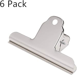 XMHF 6.3inch Large Bulldog Clip, Silver Stainless Steel File Money Binder Clips Clamps Metal Food Bag Paper Clips for Home Office School Paper Supplies 6Pack