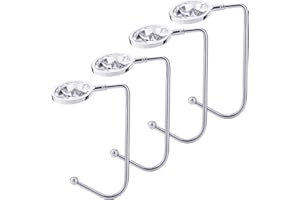 Sunshane 4 Pieces Christmas Stocking Holders Mantel Hooks Hanger Safety Hang Grip Stockings Clip for Christmas Party Decorations, White