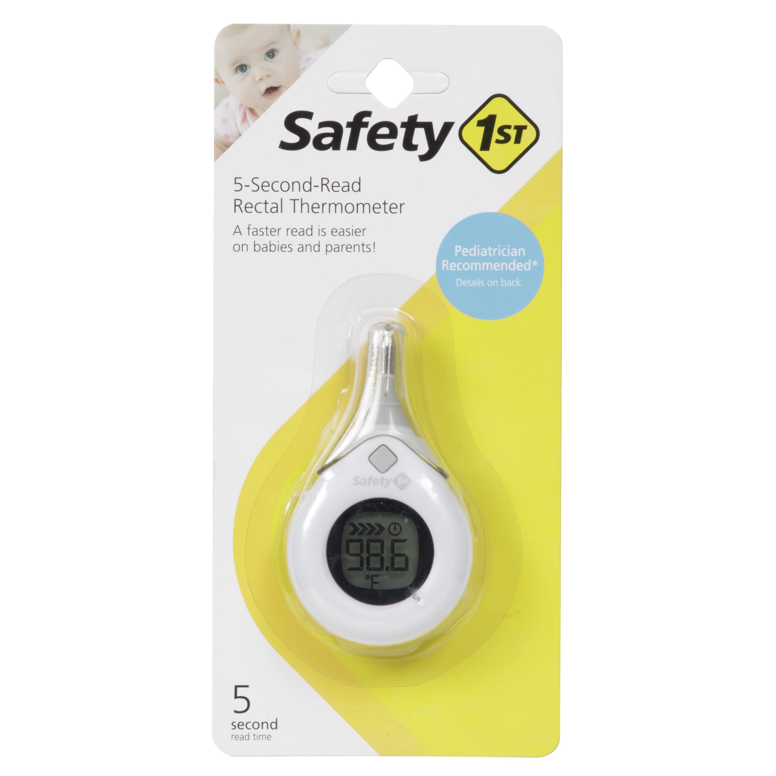 Safety 1st 5 Second Read Rectal Thermometer, Quick, Accurate Reading in just 5 Seconds, Grey