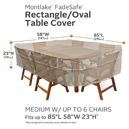 Classic Accessories MONTLAKE FADESAFE Rectangle/Oval Patio Table & Chair Set Cover-Medium