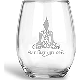 DashaAlexander Let That Shit Go Stemless Wine Glass 20 oz Funny & Sassy Laser Engraved Glass for Women Hilarious Stress Relief Gift, Perfect Gag Gift for Wine Lovers