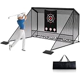 10x7ft Golf Hitting Practice Net with Dual Side Net Barriers &amp; Durable Heavy Duty Steel Frame, Golf Nets Backyard Driving, Chipping &amp; Swing Training for Indoor&amp;Outdoor