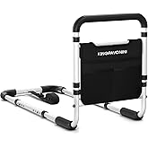 Bed Rails for Elderly Adults Safety - 2026 Upgrade - ASTM Compliant, Adjustable Bed Cane with Non-Slip Ergonomic Handle & Storage Pocket, Bed Railings for Seniors Load 400 LBS, Tool-Free Assembly