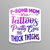 F-Bomb Mom Vinyl Decal Sticker For Cars Trucks Windows Bumpers Walls Laptops Cups Etc - Peel And Stick Weatherproof Indoor Outdoor Full Color Printed Laminated Vinyl - 5 Inches At Largest Point -