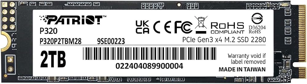 Patriot Memory P320 2TB NVMe PCIe Gen3x4 M.2 2280 Solid State Drive