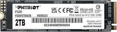 Patriot Memory P320 2TB NVMe PCIe Gen3x4 M.2 2280 Solid State Drive