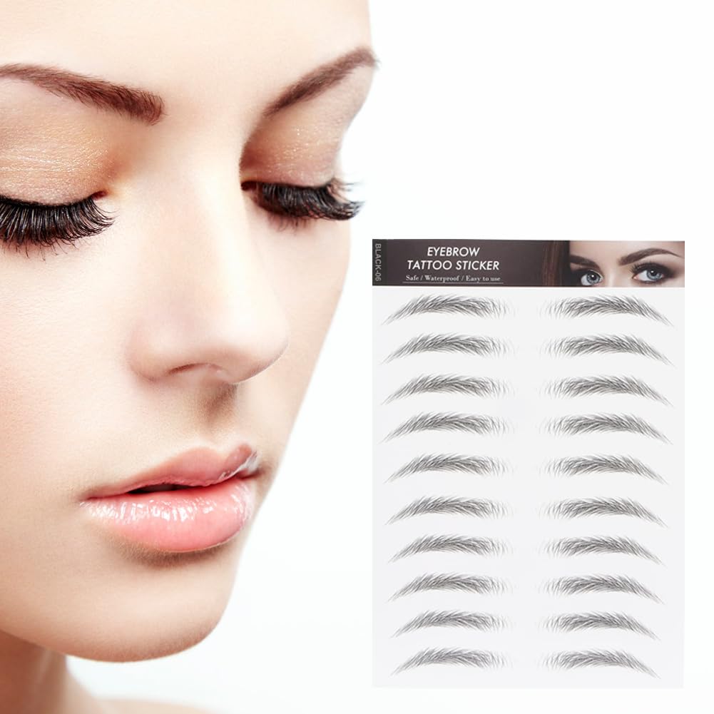 Long Lasting Eyebrow Transfers - Portable Women Eyebrow Tattoo Sticker (BLACK-06)