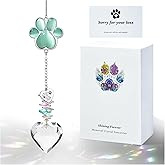 Pet Memorial Suncatcher - Loss of Dog Sympathy Gift, Pet Memorial Gifts for Dogs, Thoughtful Dogs and Cats Bereavement Remembrance Gifts, Gemstone Paw Crystal Suncatcher(Jade)