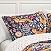 Lush Decor Pixie Fox Reversible Quilt Set, 4 Piece Set, Full/ Queen, Navy & Orange - Bedding Sets For Girls - Whimsical Quilt For Kids & Toddlers - Floral & Heart Print - Woodland Bedroom Decor