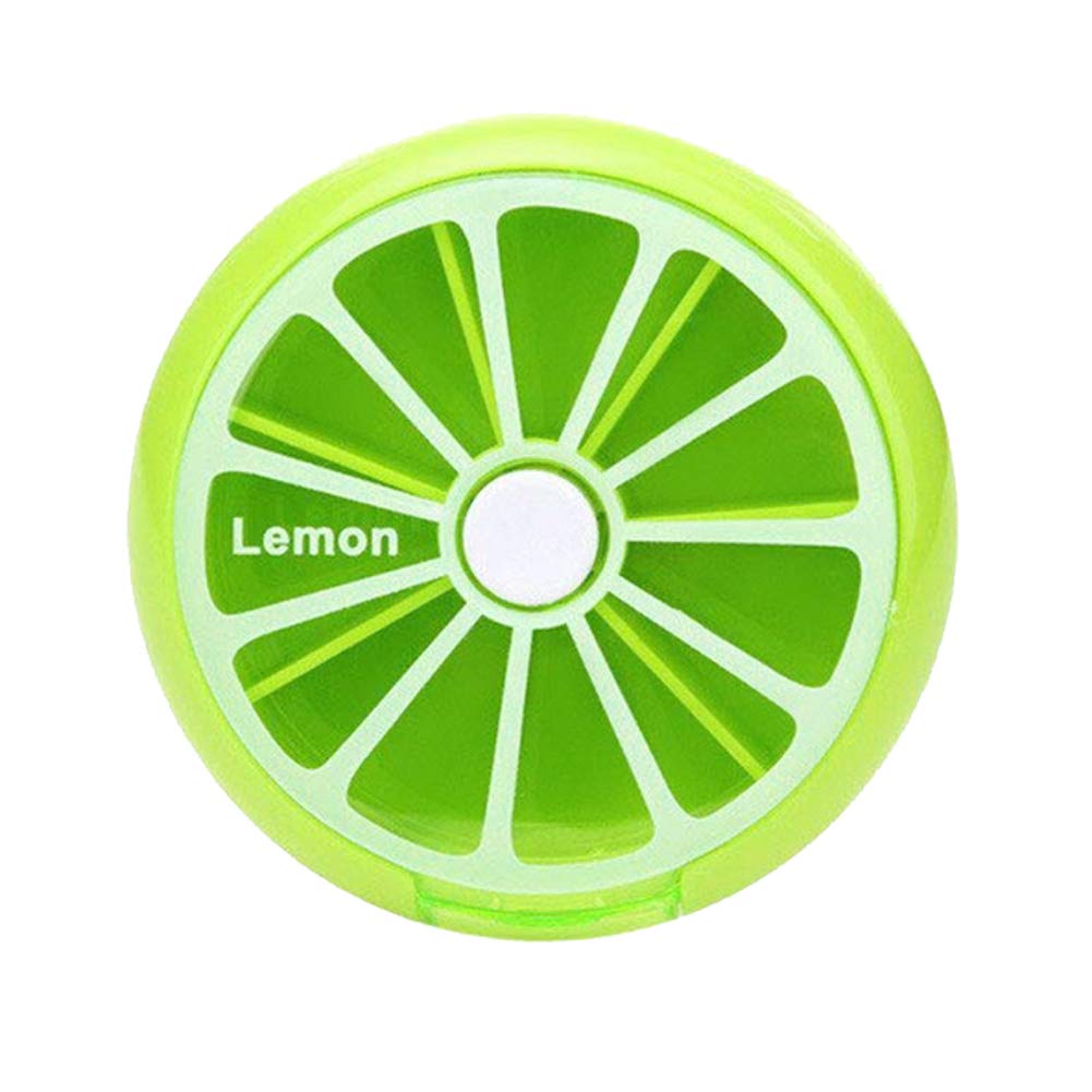 INVODA Pill Cases Pill Box Weekly 3 Times 7 Compartments Large Medicine Pill Organizer (Lemon 1PCS)