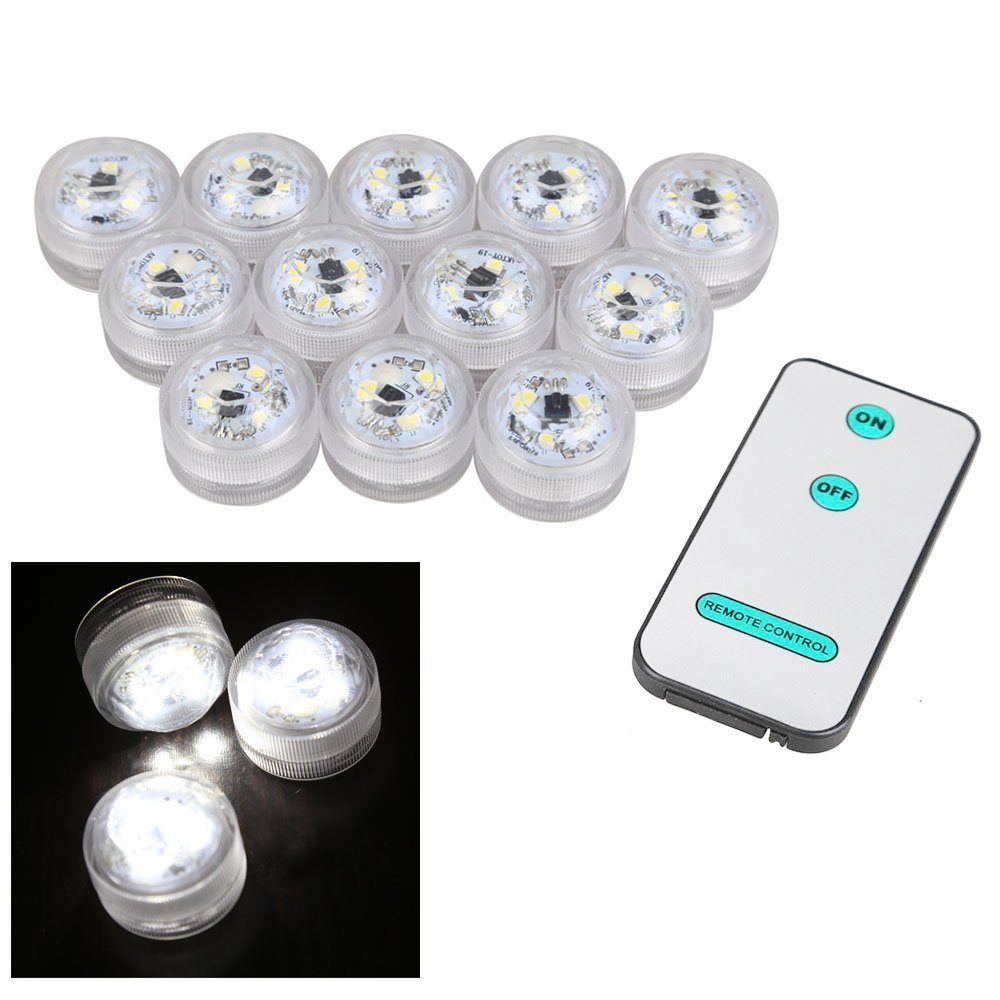 Lumière Sous l\'eau Show lumière d\'ambiance Bougies chauffe-plat avec télécommande pour étang et baignoire ou comme Vase Lampe (blanc froid)