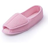 Git-up Women Diabetic Slippers/W Arthritis Edema Adjustable Closure Memory Foam House Shoes Open Toe Extra Wide