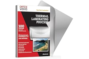 OFFICEWERKS Office Werks 100 Pack of Thermal Laminating Pouches, 8.9" x 11.4", Letter Size Sheets, 3 Mil Thickness, Compatible with All Thermal Laminators, Crystal Clear Finish, Fast and Easy Lamination