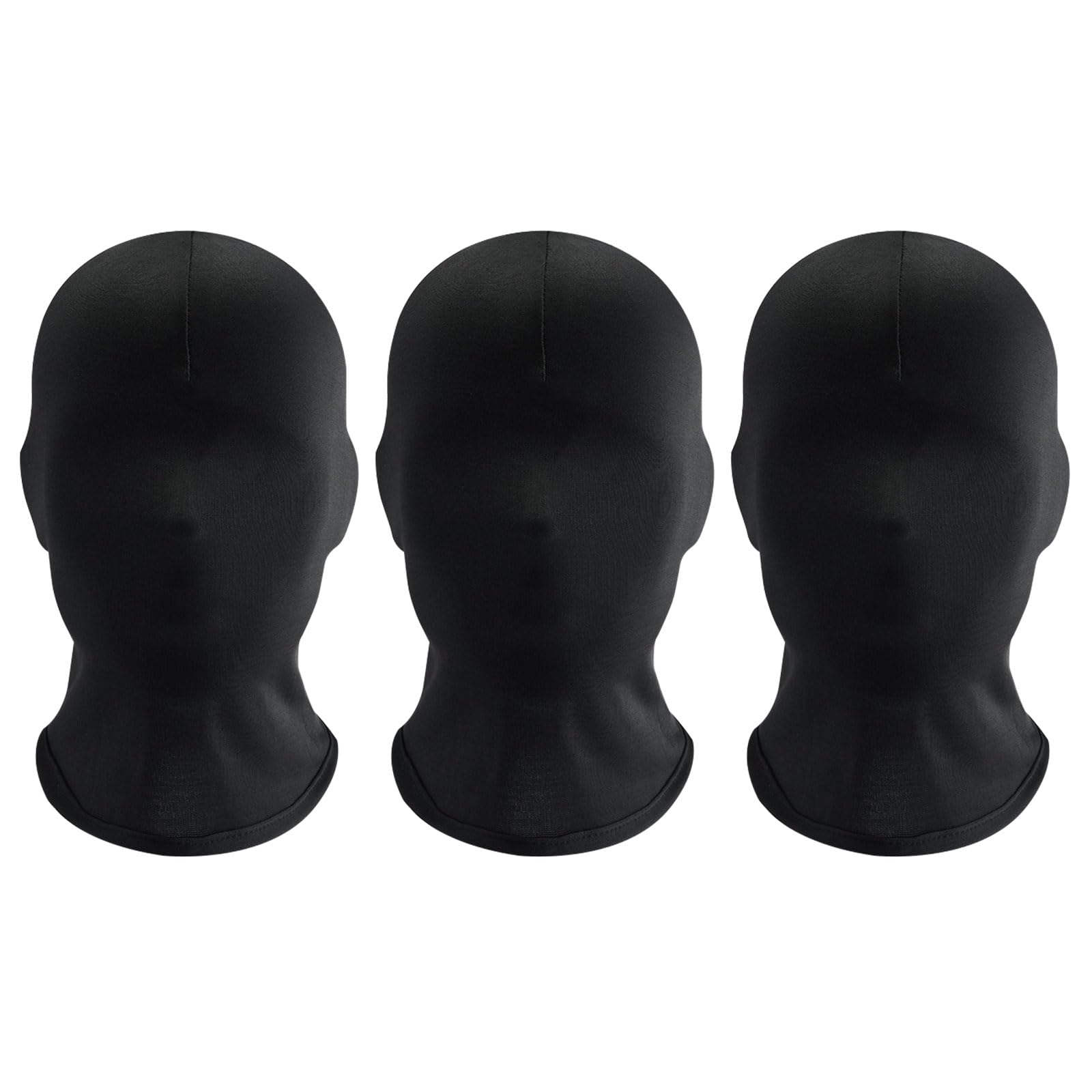 EUPSIIU 3 Pieces Black Full Face Mask Full Black Mask Full Face Cover Halloween Zentai Hood Mask Spandex Hood Mask Faceless Mask Morph Mask Party Costume Men Women Adult (Black)