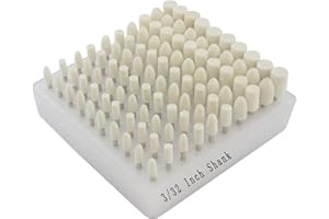 Luo ke 100 Pcs Felt Polishing Bits - 3/32'' Shank Compressed Wool Felt Polishing Kits Buffing Tips for Jewelry, Metal, Aluminum for Rotary Tools