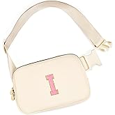 mibasies Initial Fanny Pack for Girls, Birthday Gifts for 4 5 6 7 8 9 10 11 12 13 Teen Girl - Cute Personalized Trend Stuff - Cream I