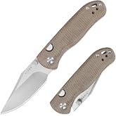 Kizer Drop Bear 2 Pocket Knife, 2.96" Nitro-V Clip Point Blade EDC Knife | Brown Micarta Handle, Satin Finish, Thumb Stud Opener, Button Liner Lock EDC Knives with Jimping on Spine V3619.2CC1
