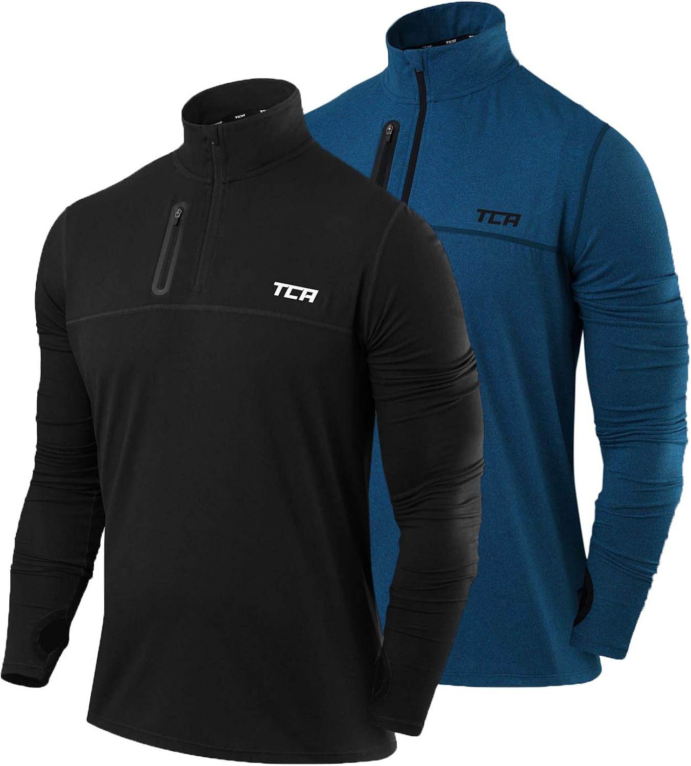 TCA Men's Fusion Pro Quickdry Long Sleeve Half-Zip Running Shirt: Clothing