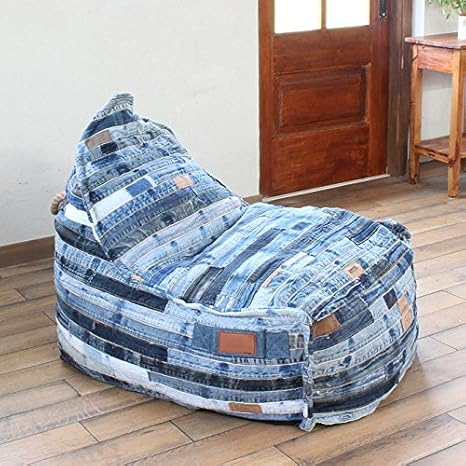 Amazon Co Jp ビーズクッション 特大サイズ ブルー ジーンズ デニム 発砲ビーズ 持ち手付き ドライクリーニング可 ホーム キッチン