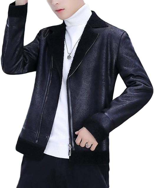 Amazon Shuming ジャケット メンズ 裏起毛 ムートンジャケット スエード 防寒 コート ショート丈 厚手 スリムセーム革 アウター 防風 カジュアル 革ジャン 大きいサイズ 冬 コート ジャケット 通販
