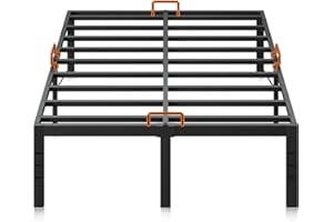 KKL Queen Bed Frame, 18 Inch Heavy Duty Steel Platform with Mattress Anti-Slip Rods, Bed Frame with Underneath Storage Space, No Box Spring Needed, Easy Assembly, Black