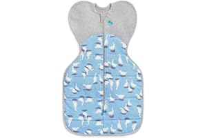 Love to Dream Warm Swaddle UP 2.5 TOG Baby Sleep Sack for Autumn & Winter | Arms Up Position for Self-Soothing, Calms Startle Reflex | Small 8-13 lbs, Dusty Blue Silly Goose
