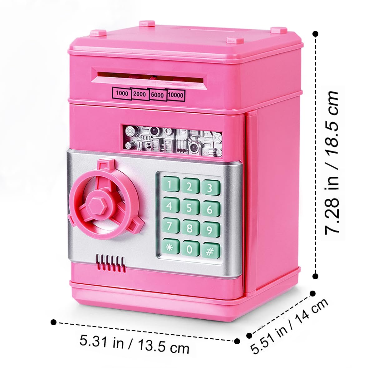 Thedttoy Elektronisch Spardose Münze Geldbank Spardosen , Automatische Mini ATM Digitale Sparschwein Tresor Kinder, Geburtstag Kindertag Geschenke für 3-10 Jahren Mädchen Jungen (Rosa)
