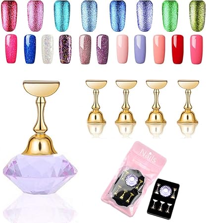 Amazon 磁気 クリスタルネイルチップスタンド Kalolary スタンドベース 練習用 スタンド ネイルチップ ネイルアート ネイルアート道具 サンプルチップ 練習スタンド クリスタル 土台 ネイルアート用品 パープル Kalolary ネイルチップ 通販