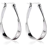 Desnuage Sterling Silver Hoop Earrings Lightweight Hypoallergenic Spiral Twist Mobius Earrings for Women