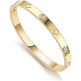 RIMRIVA 18K Gold-plated Bracelets for Women Friendship Love Bangle Bracelets Stainless Steel Bracelet Jewelry Birthday Gifts for Women Stocking Stuffers