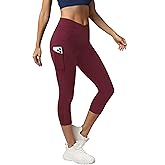 Fihapyli ICTIVE Women's Capris Yoga Pants with Pockets Crossover High Waisted Fitness Running Leggings