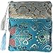 kilofly 2 pc Chinese Silk Brocade Padded Tassel Zipper Jewelry Bag Gift Pouch set2 B