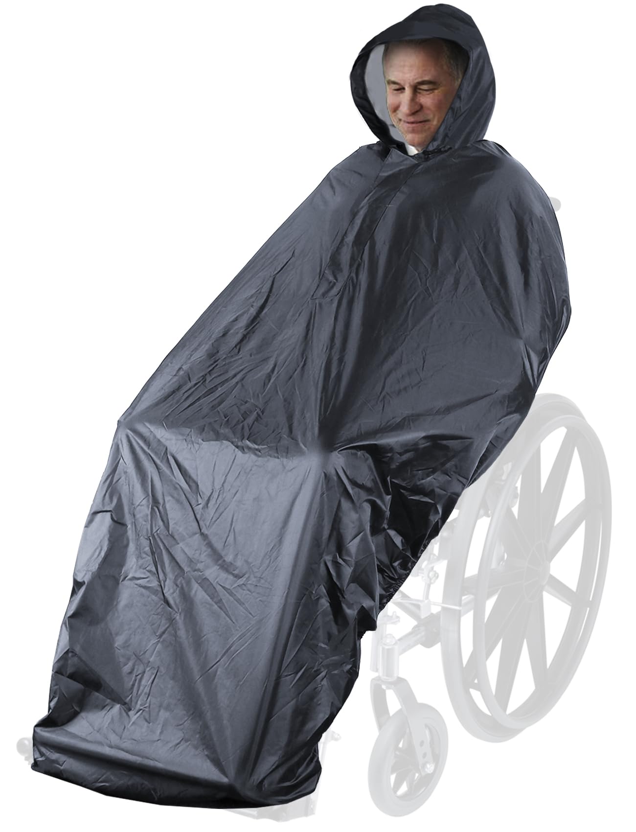 ANYOO Waterproof Wheelchair Poncho Cover Lightweight Rain Poncho Cape Shield with Elastics Provide Dry Protection for Wheelchairs, Grey, One Size