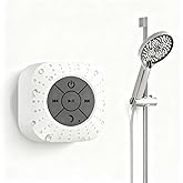 Elmocin Bluetooth Shower Speakers, Portable Outdoor Wireless Speaker with Suction Cup, Pairs Easily to Phones, Tablets, Computer, Gift for Men & Women (White)
