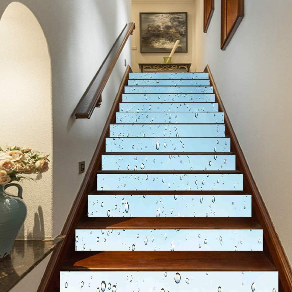amazon com farmhouse decor staircase stickers heart shape rain droplets on crystal clear window glass pure love valentines self adhesive wall stair stickers mural wallpaper for home decor 39 3 x7 x13pcs home kitchen amazon com