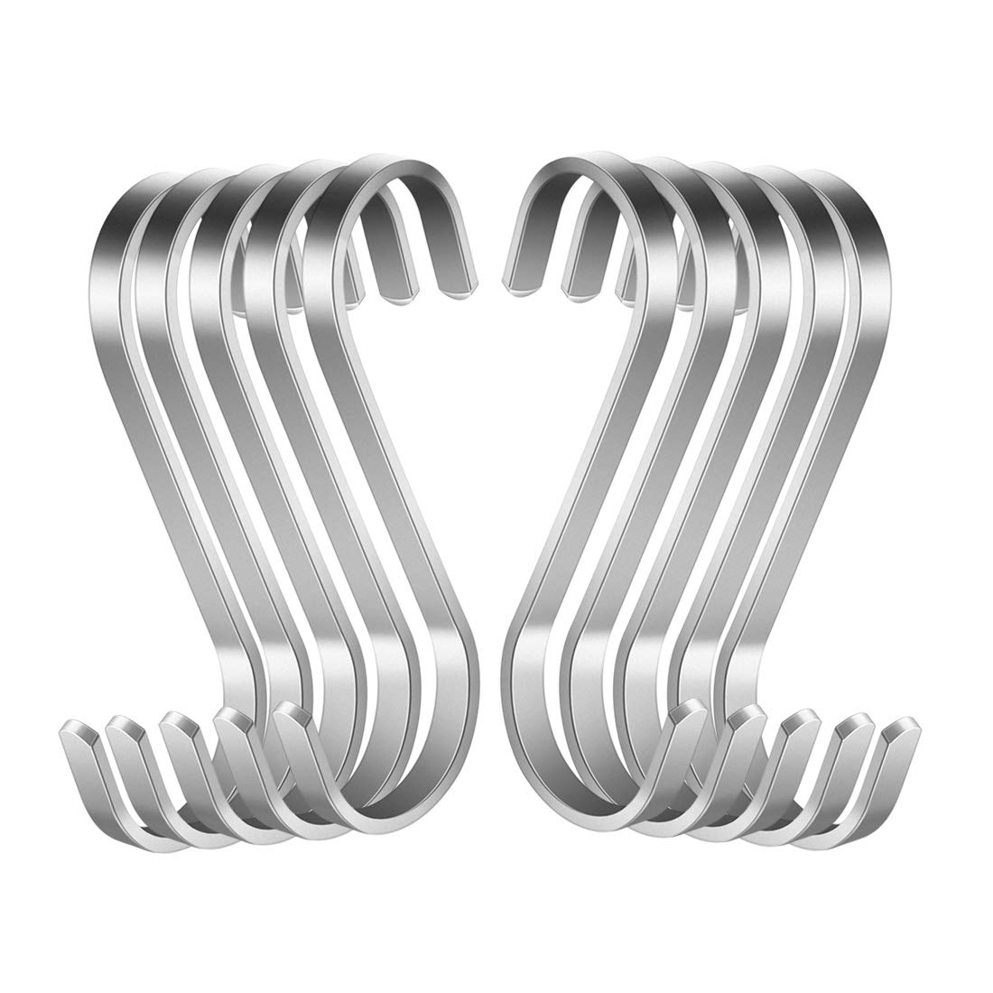 WEERSTONE S Hooks Stainless Steel S Shaped Hooks Heavy Duty Metal Hooks for Kitchen Utensils Office Bathroom Closet Workshop Garage Office Household Home Essential，10 Pack