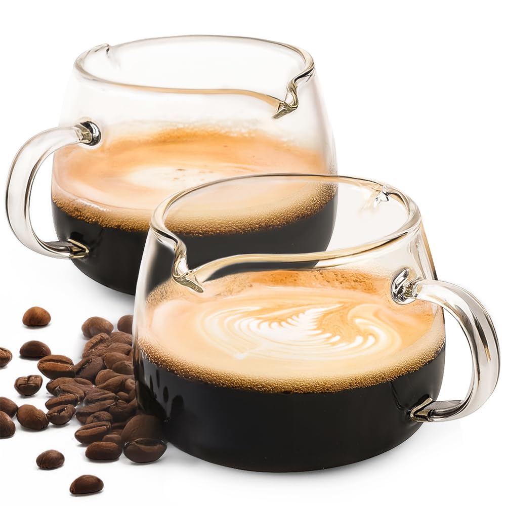 Photo 1 of 1pcs only-----Cabipeove Espresso Cups 4 Oz Espresso Shot Glass, Double Spouts Glass Coffee Mugs,Small Cappuccino Cup with Handle, Espresso Machine Accessories