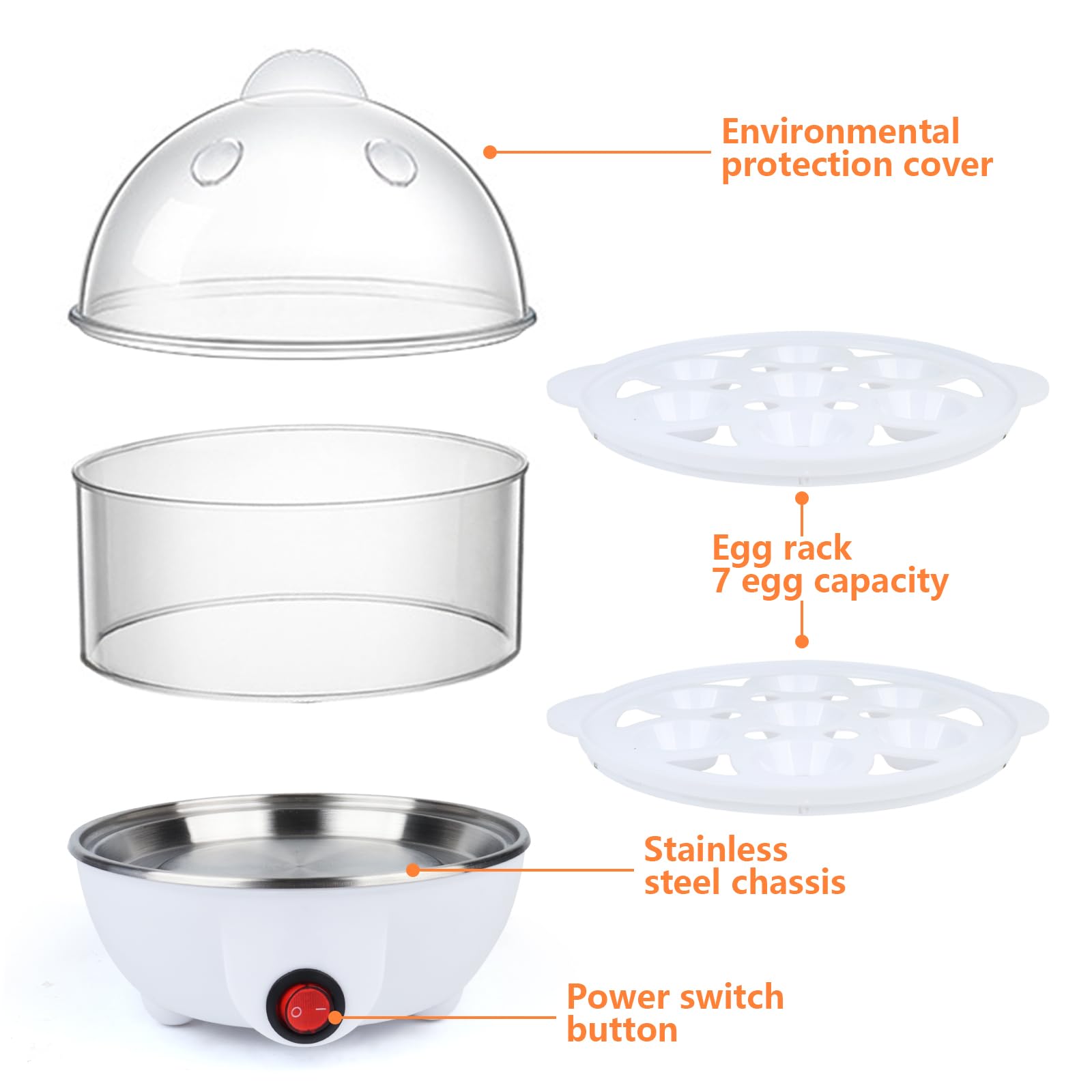 Electric Egg Cooker Boiler Maker Soft, Medium or Hard Boil, 14 Egg Capacity Two Layer Egg Maker,Egg Steamer,With Automatic Shut Off,Noise Free