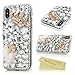 Mavis's Diary iPhone X Case, iPhone Xs Case, Full Edge Protective Plastic Case, 3D Handmade Crystal Clear Bling Diamonds Shiny White Rhinestone Gold Crown Plush Fox Hard PC Cover for iPhone X/Xs