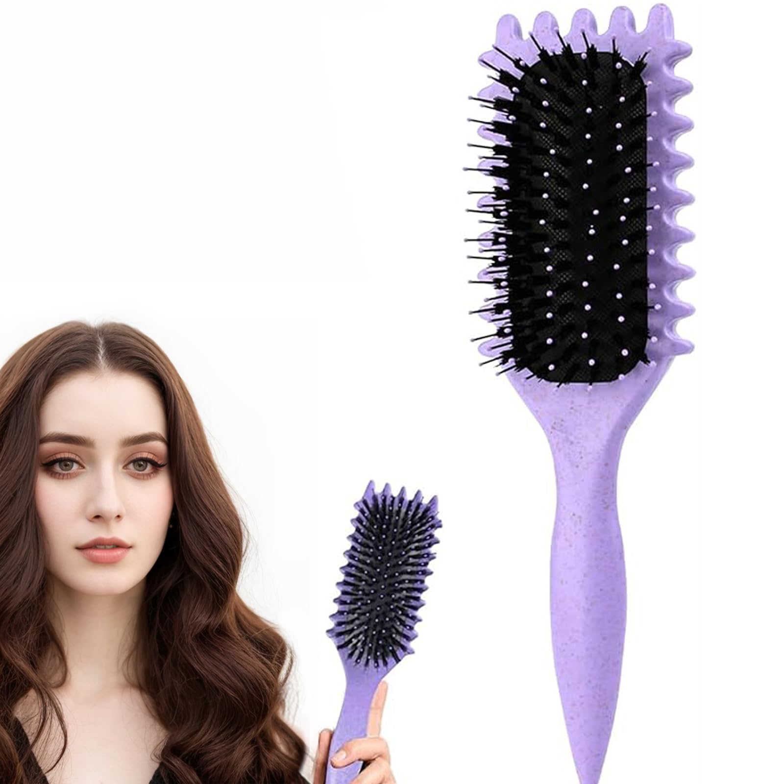 HIHIDAY Curly Hair Brush Styling Brush for Detangling,Combing,Shaping and Defining Curls For Women and Men Less Pulling,Reduce Pulling and Curl Separation Curl Defining(PURPLE)