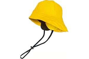 Toutacoo, Rain hat, Waterproof, Unisex Wide Brim - Souwester Cap with Chinstrap and Earflaps, Fleece Lining