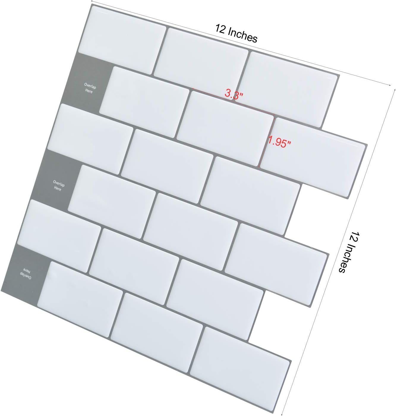 Art3d 12"x12" Peel and Stick Backsplash Tile Subway Sticker White for Kitchen (10-Sheet): Home Improvement