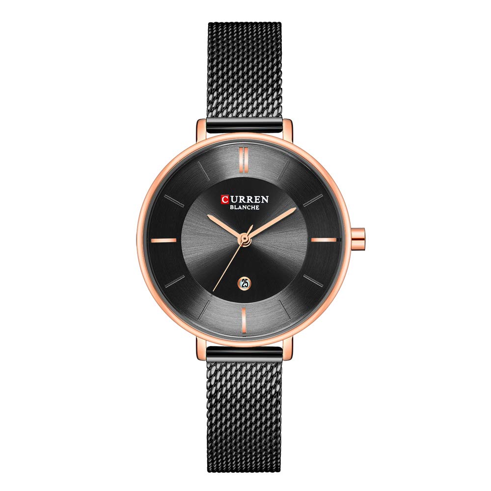 Women Watches,CURREN Quartz Analog Calendar,Wrist Watch for Women, Fashion Waterproof Stainless Stee