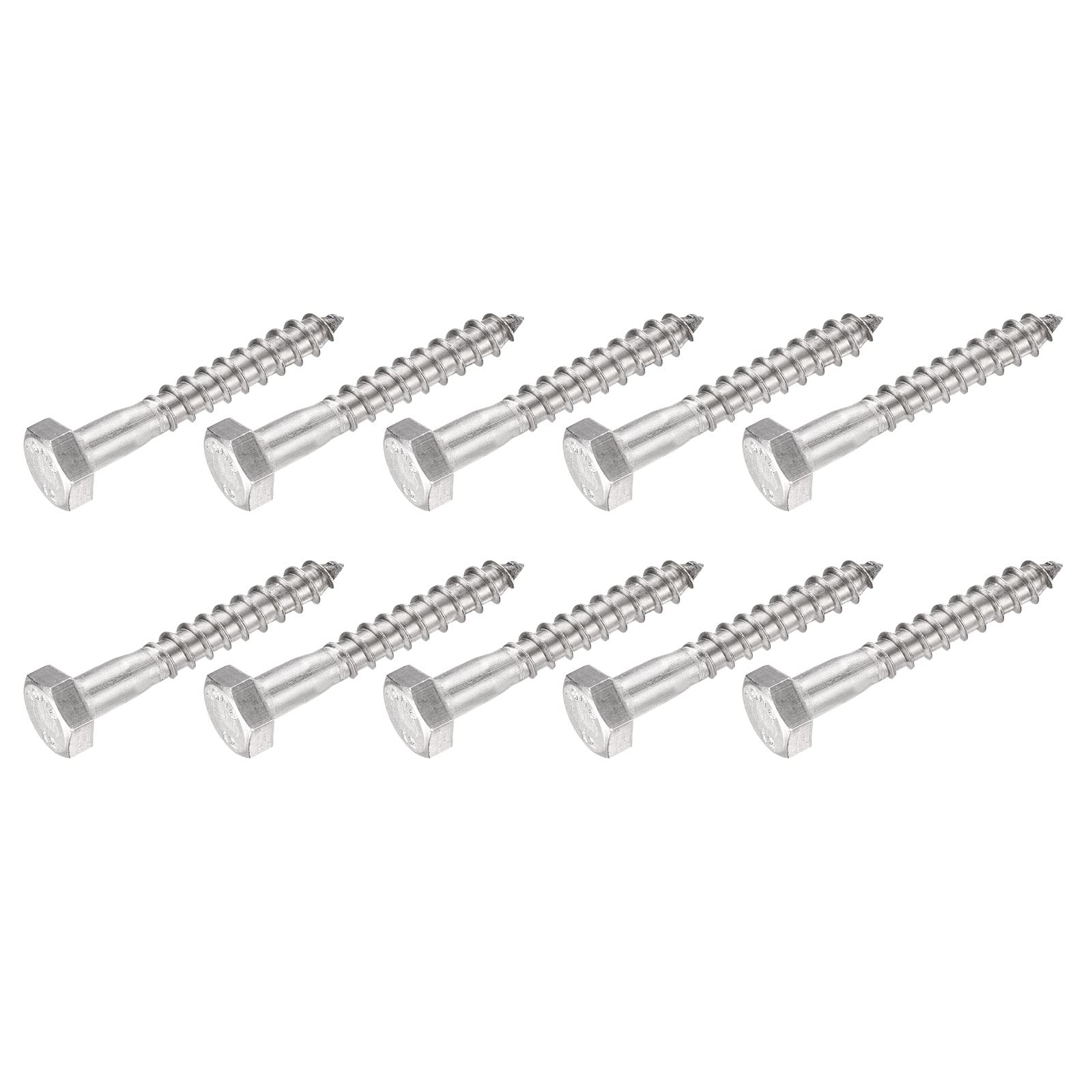 METALLIXITY Hex Lag Screws (M6x40mm)10Pcs, 304 Stainless Steel Self-Tapping Wood Bolts - for Household Applications