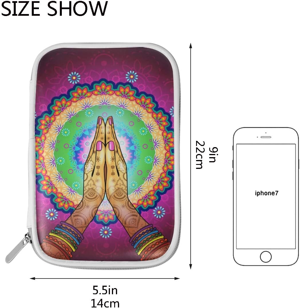 ISAOA Large Capacity Multifunction Pencil Case for School,Namaste Mandala Sturdy Stationery Pencil Pouch Cosmetic Bag Case for Pen Makeup Brush Notebook - Image 4